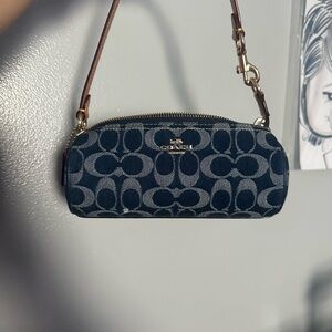 Coach Dark Blue Denim Barrel Signature Clutch